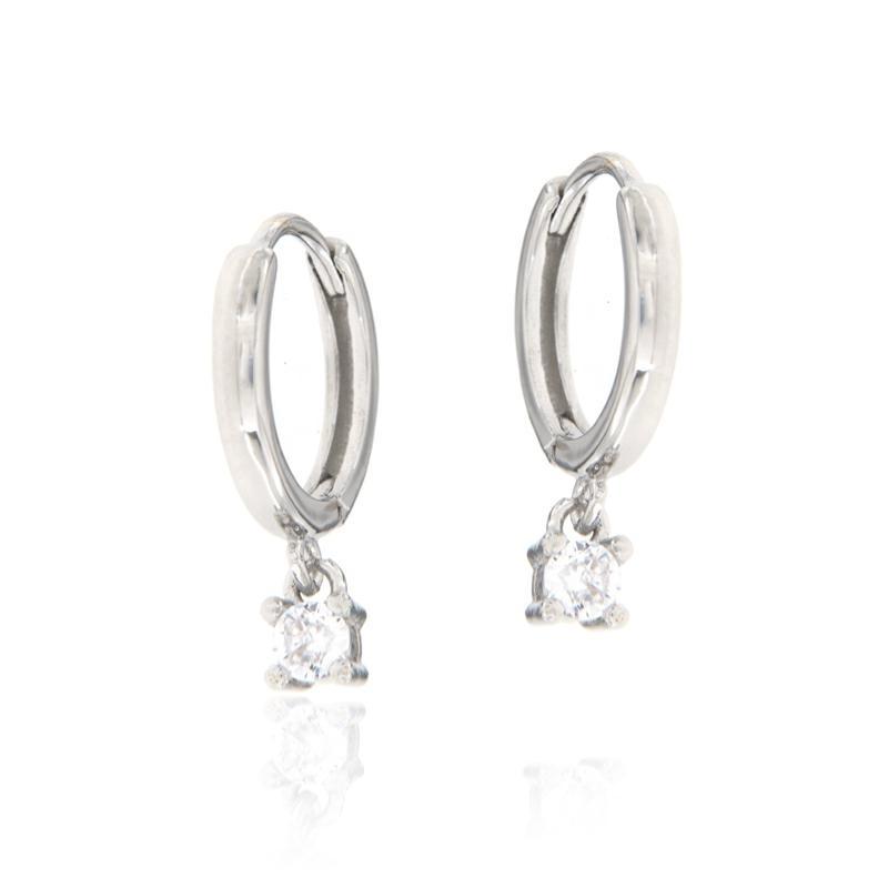 Cerchietti di Argento Rodiato 925 con Zircone Pendente