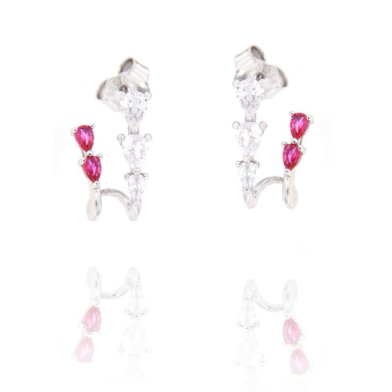 Orecchini in Argento 925 Rodiato con Gocce di Zirconi