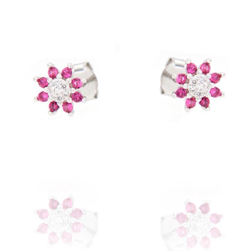 Orecchini in Argento 925 Fiorellini con Zirconi