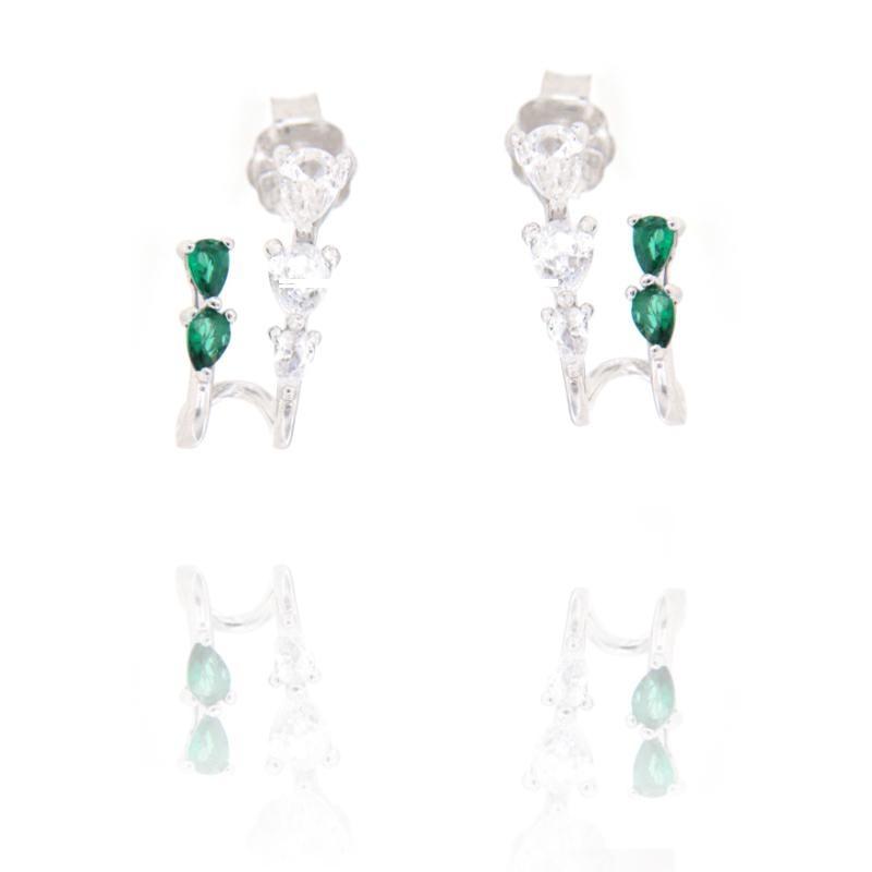 Orecchini in Argento 925 Rodiato con Gocce di Zirconi