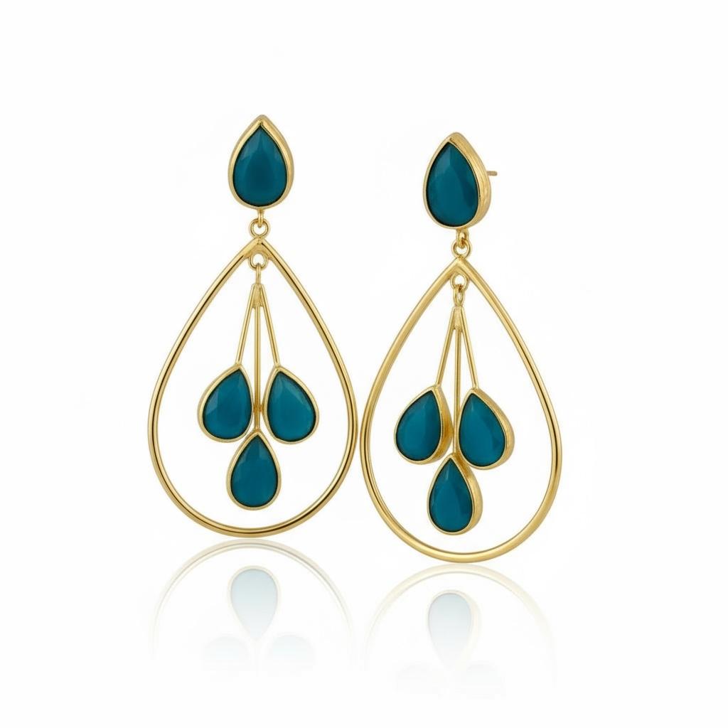 Orecchini Grandi a Goccia con pendenti colorati