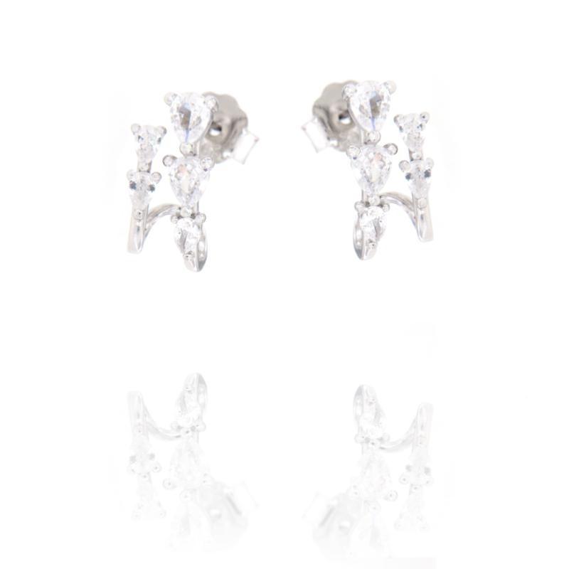 Orecchini in Argento 925 Rodiato con Gocce di Zirconi