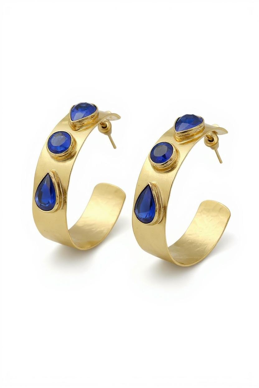 Orecchini Cerchi di Carattere, artigianali, con Dettagli di Quarzo