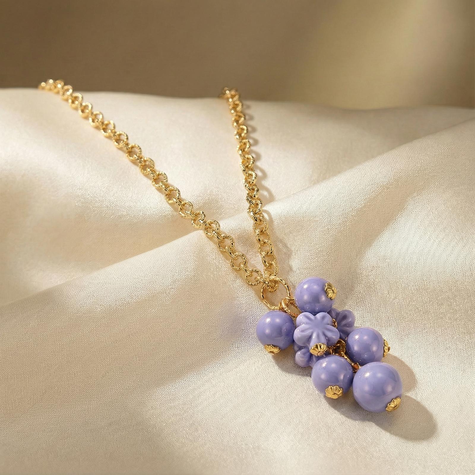 Collana Grappolo con Fiori di Ceramica