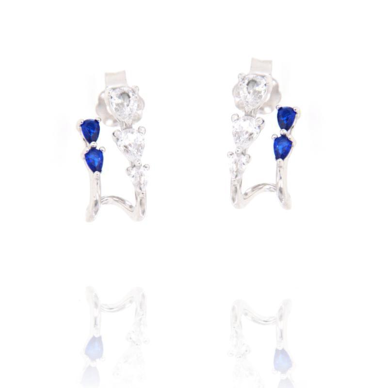 Orecchini in Argento 925 Rodiato con Gocce di Zirconi