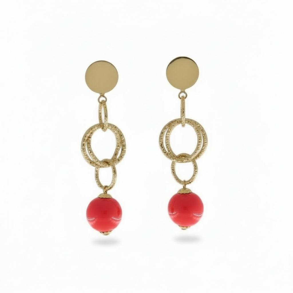 Orecchini Catene leggere e perle di ceramica