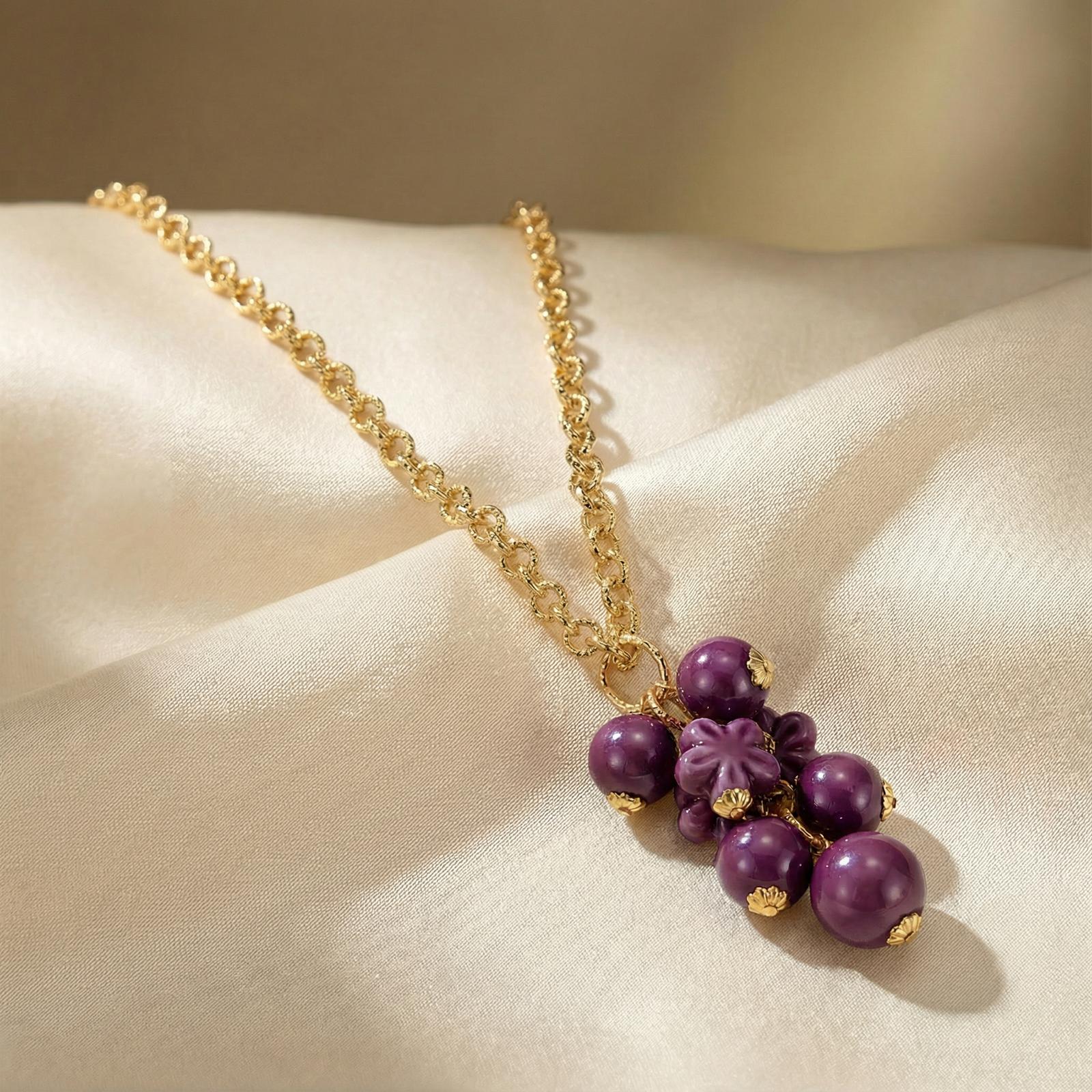 Collana Grappolo con Fiori di Ceramica