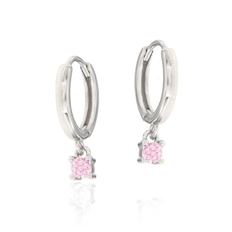 Cerchietti di Argento Rodiato 925 con Zircone Pendente