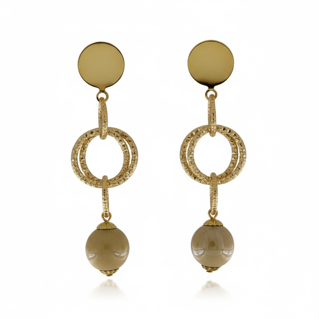 Orecchini Catene leggere e perle di ceramica