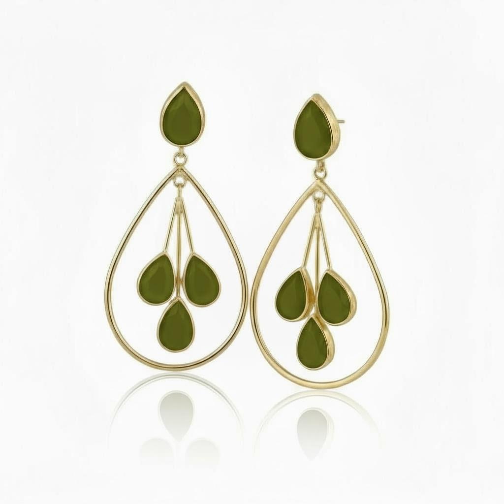 Orecchini Grandi a Goccia con pendenti colorati