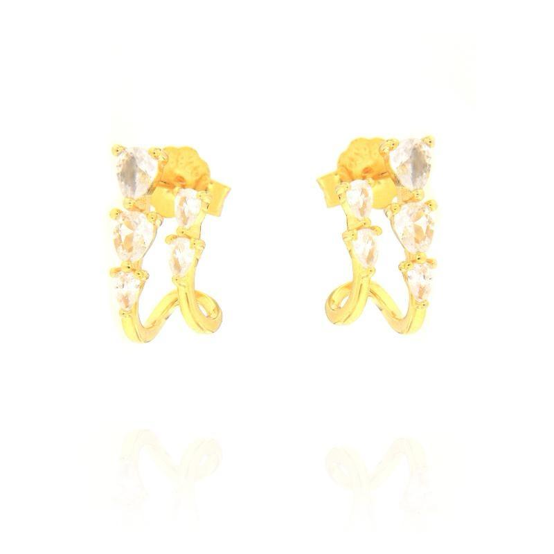 Orecchini in Argento 925 Rodiato con Gocce di Zirconi