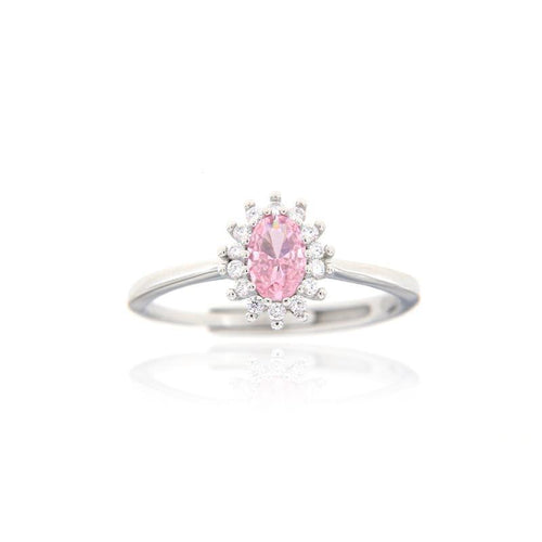 Anello in Argento 925 Rodiato con Zircone ovale